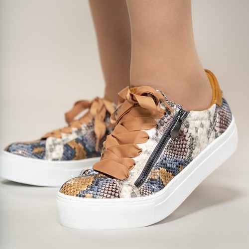 Snakeskin Print Saffron Trainers dream on Personal attention